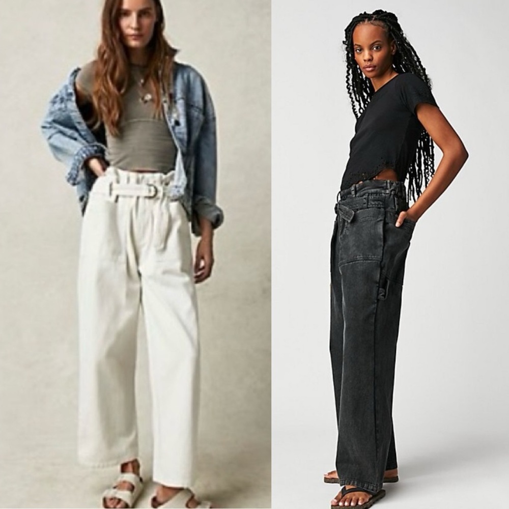 Free People Black Down The Line Carpenter Pants Jeans